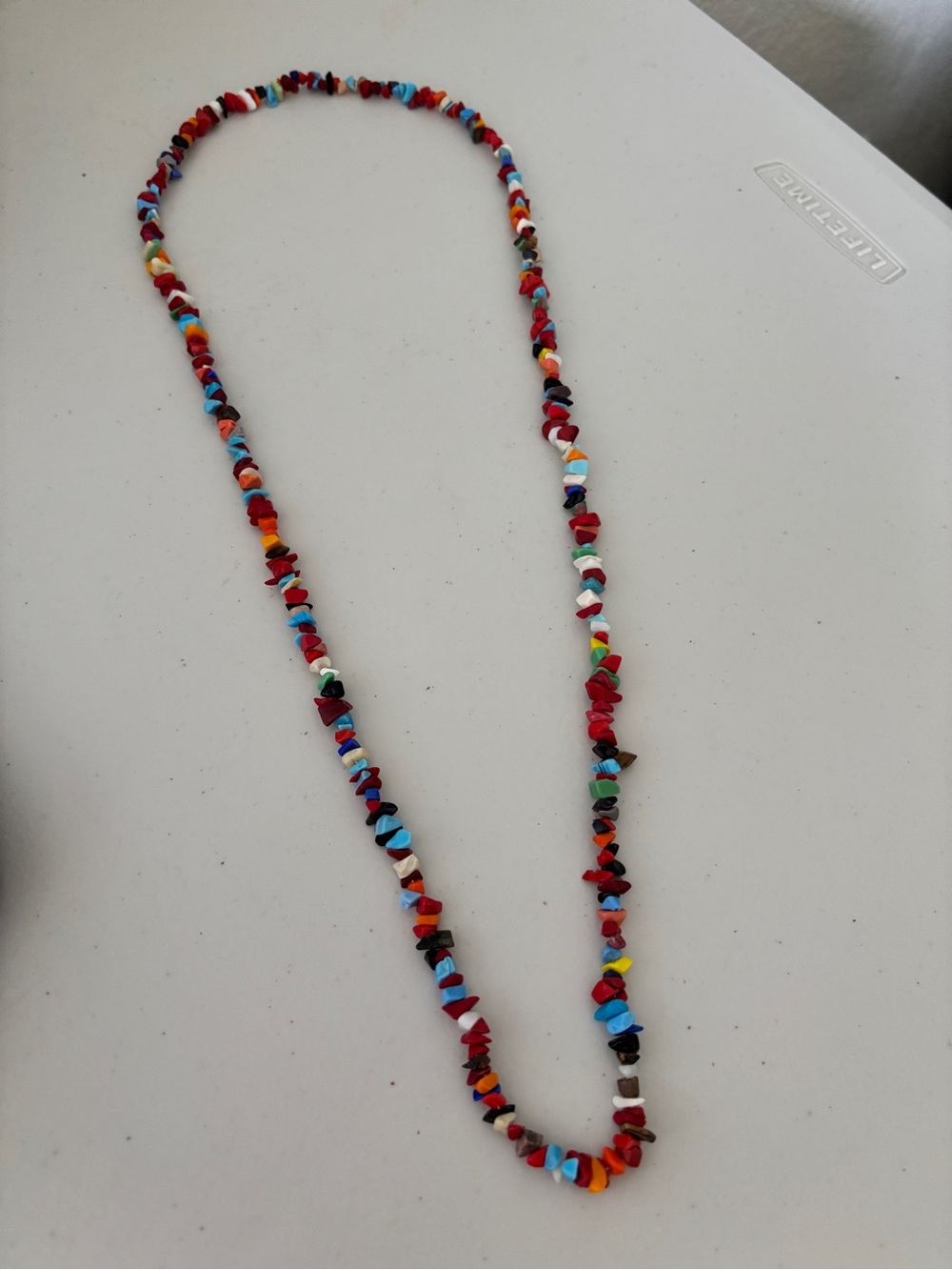 Vintage Southwestern Multicolor Stone Chip Necklace Boho Festival Jewelry